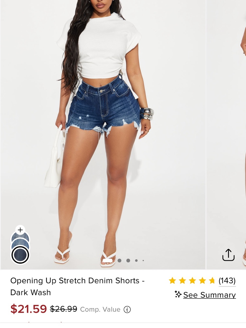 Fashion Nova Dark Blue opening up stretch demon shorts dark wash size 15